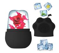 Beugo 1 Pièces Glaçon Visage Réutilisable en Silicone, Ice Roller Massage Face, Outil de Massage Glacé, pour les yeux, le cou, le Rouleau de Massage du Visages Beauté Outils de Soin de la Peau (Noir)