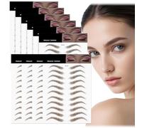 Beugo 10 Feuilles Autocollants de Sourcils 4D Patch, Eyebrow Tattoos Stickers Imperméables Autocollant Bionique pour Sourcil Sourcils Pochoirs Tatouage pour Façonnage et Toilettage,A