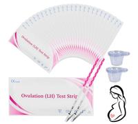 Beugo 25PCS Test Ovulation, 25 Gobelets de Prélèvement d'Urine, Sensibilité Optimale 25 miu/ml, Tests D'ovulation et de Fertilité, Test de Fertilité Féminine de la Famille