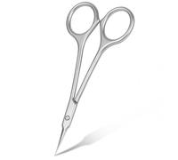 Beugo Ciseaux à Cuticules Professionnels, Ciseaux à Cuticules Coupe et Acier Inoxydable Manucure avec Pointe Fine et Incurvée pour Ongles Sourcils Cils Poils du Nez Oreilles, A-Argenté