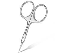 Beugo Ciseaux à Cuticules Professionnels, Ciseaux à Cuticules Coupe et Acier Inoxydable Manucure avec Pointe Fine et Incurvée pour Ongles Sourcils Cils Poils du Nez Oreilles, B-Argenté