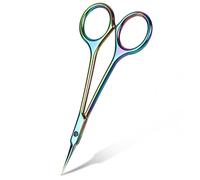 Beugo Ciseaux à Cuticules Professionnels, Ciseaux à Cuticules Coupe et Acier Inoxydable Manucure avec Pointe Fine et Incurvée pour Ongles Sourcils Cils Poils du Nez Oreilles, A-Coloré