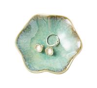 BEUNAIZER Plateau à bijoux en céramique pour bijoux, porte-clés, assiette décorative, cadeau pour amis, sœurs, filles, mères (vert émeraude)