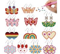 BEUNITONE 12 paires de boucles d'oreilles papillon diamant peinture cœur bricolage kit de fabrication de boucles d'oreilles étoile diamant boucles d'oreilles boucles d'oreilles kit de fabrication de