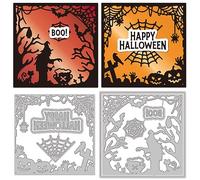BEUNITONE 6pcs Matrices de Découpe de Cadre D'Halloween Joyeux Halloween Découpes Toile D'Araignée Sorcière Citrouille Scrapbooking Découpe pour Bricolage Fabrication de Cartes en Papier Album Photo