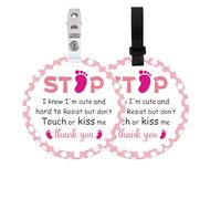 BEUNITONE Lot de 2 panneaux de sécurité « Do Not Touch » pour poussette, sac à dos, cadeau de grossesse « No Touch or Kissing »