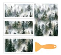 BEUNITONE Lot de 3 papiers peints à décoller et à coller pour meubles de forêt verte - imperméables et faciles à nettoyer - Papier peint amovible pour chambre à coucher, cuisine et camping-car