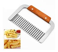 Beunyow Coupe-frites Couteau Ondulé en Acier Inoxydable, Crinkle Outil de Coupe de Cuisine pour Pommes de Terre, Légume, Carottes, Concombres, Savon Fait Main, 18 x 12 cm