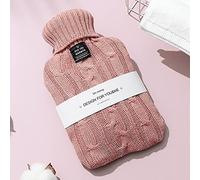 BEUON Bouillotte de grande capacité de 2 litres, sac d'eau chaude avec housse en cachemire, facile à transporter, peut réchauffer les mains, les pieds et le ventre (couleur : rose, taille : 2000 ml)