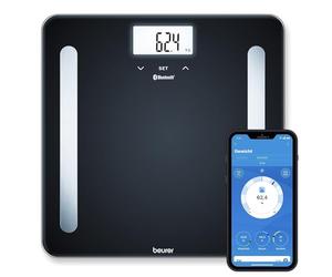 Beurer BF 600 Balance de diagnostic noir, mesure de la graisse corporelle, de l'eau corporelle, du taux de muscle et de la masse osseuse, avec connexion à une application