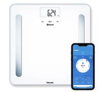 Beurer BF 600 Pèse personne connecté, mesure de la graisse corporelle, de l'eau corporelle, de la masse musculaire et de la masse osseuse, avec connexion à une application, blanc