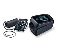 Beurer BM 58 Tensiomètre à bras avec interface USB, deux mémoires utilisateur de 60 mesures & PO 45 Oxymètre de pouls, mesure de la saturation en oxygène, de la fréquence cardiaque
