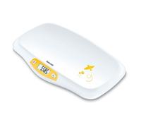 Beurer Pèse-bébé BY 80, surface incurvée, 20 kg, tare et maintien, graduation de 5 g, Blanc/Jaune
