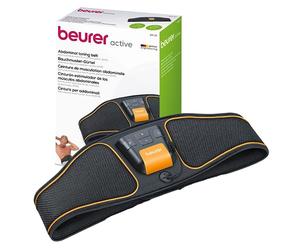 Beurer EM 37 Ceinture abdominale, Entraînement abdominal EMS, Electrostimulation musculaire pour renforcer les muscles abdominaux - Noir/Orange