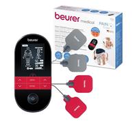 Beurer EM 59 Appareil numérique TENS/EMS, stimulation électrique 4-en-1 pour la thérapie de la douleur, la stimulation musculaire, le massage et la, Noir thermothérapie, avec 4 électrodes et batterie