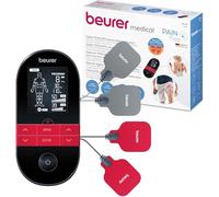 Beurer EM 59 Électrostimulateur musculaire TENS/EMS, 4-en-1 pour la thérapie de la douleur, la stimulation musculaire, le massage et la, Noir thermothérapie, avec 4 électrodes et batterie