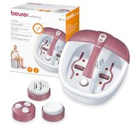 Beurer Bain de pieds à remous FB35 – vibrations et bulles, 3 embouts, aromathérapie – Blanc/rouge