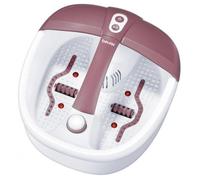 Beurer Bain de pieds à remous FB35 – vibrations et bulles, 3 embouts, aromathérapie – Blanc/rouge