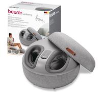 Beurer FM 120 Appareil de massage shiatsu pour les pieds 2 en 1 et tabouret moderne, massage à compression d'air bienfaisant, avec fonction chaleur activable, textile de qualité supérieure