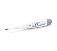 Beurer FT 09 Thermomètre numérique et corporel, résistant à l'eau, écran LCD, signal acoustique, sans verre, couleur blanc