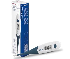Beurer FT 17 Thermomètre clinique numérique, thermomètre avec pointe de mesure flexible pour la mesure orale, rectale et axillaire, mesure en 10 s, indicateur de fièvre, pour bébés, enfants et adultes