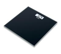 Beurer GS 10 Pèse-personne numérique noir, avec écran LCD, indicateur de surcharge, arrêt automatique, design noir plat et élégant en verre