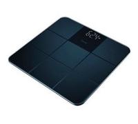 Beurer GS 235 Balance Pèse-personne en verre, pèse-personne numérique avec écran Magic, surface antidérapante en aspect carrelage mat, noir