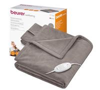 Beurer HD 75 Cozy Couverture chauffante, couverture électrique confortable en apparence de fourrure, 6 réglages de température, lavable en machine, avec arrêt automatique, taupe