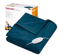 Beurer HD 75 Ocean Couverture chauffante, couverture chauffante douce et douillette avec 6 niveaux de température, lavable en machine, avec arrêt automatique et particulièrement sûre, pétrole
