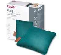 Beurer Heaty Coussin chauffant, coussin chauffant sans fil, avec arrêt automatique et 3 réglages de la température, chauffe rapidement, velours doux, vert foncé