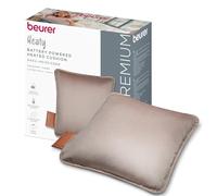 Beurer Heaty Coussin chauffant, coussin chauffant sans fil avec batterie, avec arrêt automatique et 3 réglages de la température, chauffe rapidement, velours doux, taupe