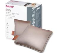 Beurer Heaty Coussin chauffant, coussin chauffant sans fil avec batterie, avec arrêt automatique et 3 réglages de la température, chauffe rapidement, velours doux, taupe