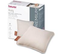 Beurer Heaty Coussin chauffant, coussin chauffant sans fil avec batterie, avec arrêt automatique et 3 réglages de la température, chauffe rapidement, velours côtelé doux, blanc