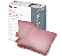 Beurer Heaty Coussin chauffant, coussin chauffant sans fil avec batterie, avec arrêt automatique et 3 réglages de la température, chauffe rapidement, velours doux, rose