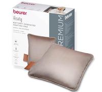 Beurer Heaty Coussin chauffant, coussin chauffant sans fil avec batterie, avec arrêt automatique et 3 réglages de la température, chauffe rapidement, velours doux, taupe