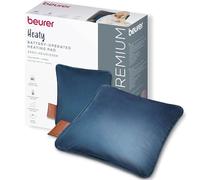 Beurer Heaty Coussin chauffant, coussin chauffant sans fil avec batterie et jusqu'à 8 heures de chaleur, avec arrêt automatique et 3 réglages de la température, chauffe rapidement, velours doux, bleu