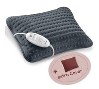 Beurer HK 48 Cosy Coussin chauffant pour canapé avec chauffage rapide, 3 niveaux de température éclairés et arrêt automatique, coussin réversible, avec housse supplémentaire en feutre, rouge