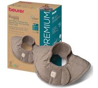 Beurer Huggy coussin chauffant pour les épaules pondéré, sans fil | 1,1 kg de poids, coussin pour la nuque avec remplissage de perles de verre, 3 réglages de la température, taupe