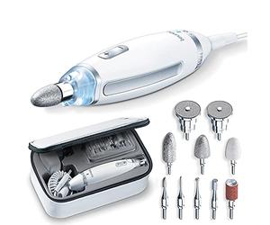 Beurer Kit manucure et pédicure MP62 Home - Lime à ongles électrique - 10 pièces jointes - Pour ongles naturels, acryliques et en gel, lumière de précision, rotation rapide (2000-5400 tr/min), prise