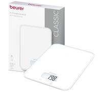Beurer KS 19 Pure White balance de cuisine numérique, capacité de charge jusqu'à 5 kg (graduation précise au gramme près), avec commande tactile par capteur, balance alimentaire incl. piles, blanc