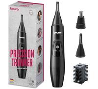 Beurer MN2X Tondeuse de précision, pour couper et former les poils des yeux, du nez et des oreilles, 3 embouts en acier inoxydable de haute qualité, étanche, fonctionne sur piles