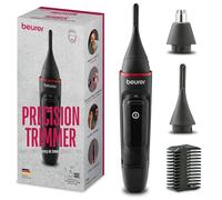 Beurer MN3X tondeuse de précision, tondeuse à cheveux à piles, 3 accessoires de haute qualité, pour le façonnage et la coupe des poils du nez, des oreilles et des sourcils, étanche