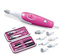 Beurer MP 44 Fraise à ongles électrique, 7 embouts, lumière LED, avec set de manucure supplémentaire, étui de rangement pratique, idéal pour les déplacements, rose