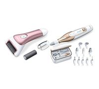 Beurer MP 55 Ponceuse pédicure | Râpe électrique avec rouleaux XXL | Lampe LED & MP 64 Set de manucure/pédicure, kit de soin des ongles électrique avec batterie, 10 accessoires pour le soin des ongles