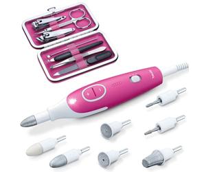 Beurer MP44 Professional Manucure and Pedicure Nail Drill Set, E-file with 7 attachments, LED light, electric nail file with additional manual nail kit
