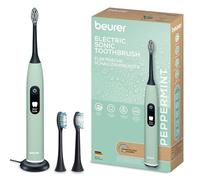 Beurer SC 50 Brosse à dents électrique sonique avec 5 modes de brossage et capteur de pression, 80 000 oscillations, écran avec indicateur de temps de brossage, 2 brossettes, boîtier 100% recyclé