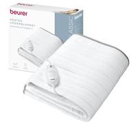Beurer TS 17 Surmatelas Chauffant, Matière Douce Non Tissée, Antidérapante grâce à la Fixation avec Elastique, 3 Niveaux de Température, 150x80cm, Système de Sécurité, Interrupteur Amovible, Lavable