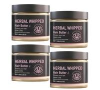 Beurre capillaire fouetté aux herbes pour cheveux secs abîmés, mastic hydratant et baume anti-frisottis, crème nourrissante cheveux bouclés crépus, beurre revitalisant sans rinçage doux (4pcs)