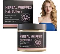 Beurre capillaire fouetté aux herbes pour cheveux secs abîmés, mastic hydratant et baume anti-frisottis, crème nourrissante cheveux bouclés crépus, beurre revitalisant sans rinçage doux (1pcs)