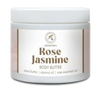 Beurre Corporel de Rose-Jasmin 300 ml - Beurre Corporel Crème au Beurre de Karité - Huile d'Amande & de Coco - Huile Essentielle de Rose - Hydratant Corps - Soin de la Peau - Body Butter